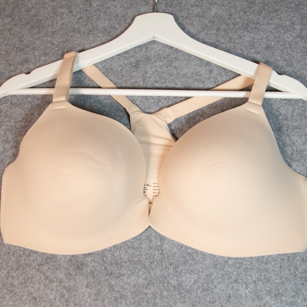 Soma Enbliss Front Close Racerback Bra Nude Beige Wireless TShirt 38D